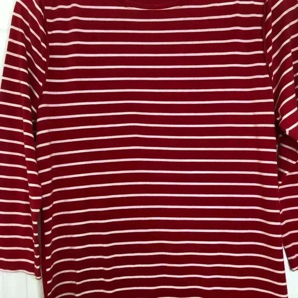 Tahari Long Sleeved Shirt Red & White Striped  Size Medium - Picture 4 of 16